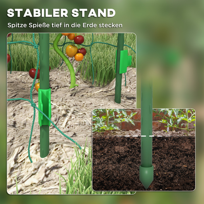 Outsunny Climbing Plant Trellis Support, Adjustable Obelisk, Plant Grid with Net, Plant Frame Steel Green 43 x 182 x 183 cm for Garden Balcony