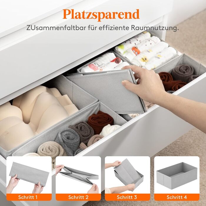 Lifewit 16-Piece Drawer Organizer Set, Closet Wardrobe Organizer, Changing Table Drawer Organization System for Wardrobe Bedroom for Clothes, Children's Clothes, Socks, Underwear, Grey
