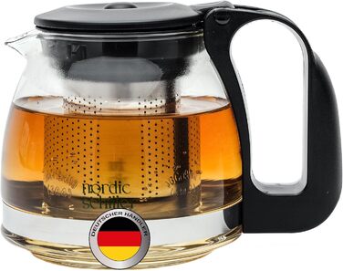 Чайник NORDIC SCHILLER Premium зі скла, 1,5 л з нержавіючою сталлю, з ситечком
