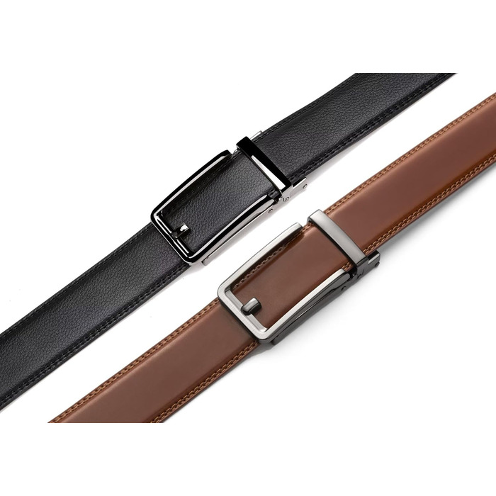 Чоловічий шкіряний ремінь CHAOREN 2 шт. чорний/коричневий – автоматичний ремінь, 35 мм, з подарунковою коробкою, дизайн для будь-якого випадку та вбрання, розмір 90-105 см