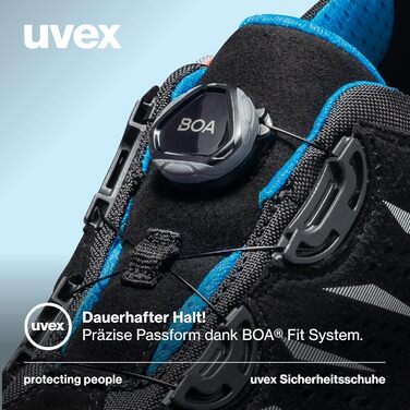 Черевики робочі Uvex 2 Trend з системою BOA Fit, S1 P SRC, для чоловіків, чорно-сині, 45 розмір