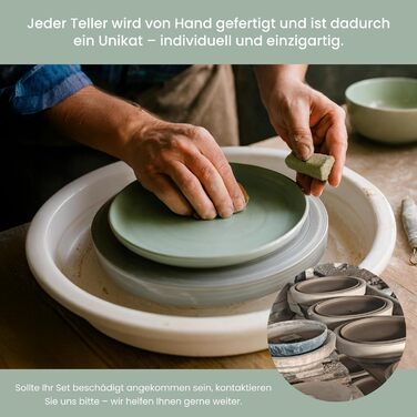 Набір посуду Feinsteinzeug на 6 осіб (18 предметів) — міцний, стійкий до подряпин, бежевий глянцевий | Столовий посуд, тарілки, миски — Magnetiks (Misty Mint, 18 предметів)