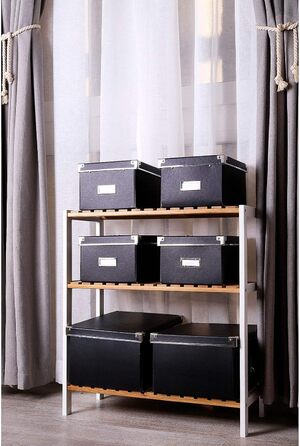 dibea Shoe Rack with 3 Shelves, Shoe Cabinet, Bathroom Shelf, Living Room Shelf, Standing Shelf, Bamboo Shelf, Bathroom Shelf, Bookshelf, Kitchen Shelf, 60x26x66 cm, natural/white
