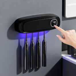 Стерилізатор зубних щіток UV Maxspace з підсвічуванням, настінний, 4 слоти, для ванної кімнати (білий/чорний)