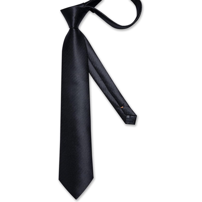 Чорна краватка DiBanGu для чоловіків: краватка, нагрудна хустинка та краватки-кліпси (комплект)