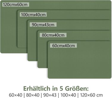 Підкладка на стіл Zindoo XL 100x40 см оливково-зелена: захист від подряпин, водостійка, для миші та письма