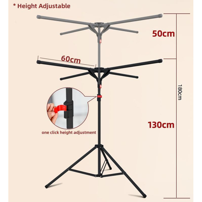 Сушарка для білизни Standtrockner Hoch Klappbar - розкладна сушарка для білизни з 4 крилами для балкона, в приміщенні та на вулиці (білий/чорний)