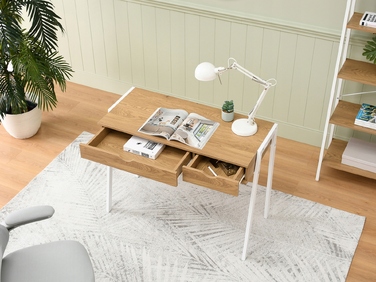 Прямокутний письмовий стіл Mebel-Partner 100 x 45 x 75 см, білий/золотий дуб