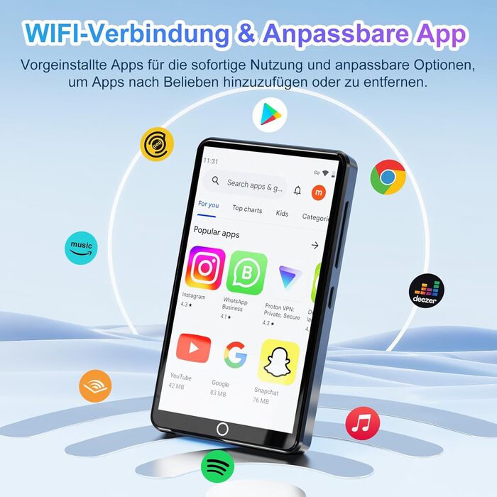 MP3 плеєр 80GB з Bluetooth, WiFi, камерою та сенсорним екраном 4.02