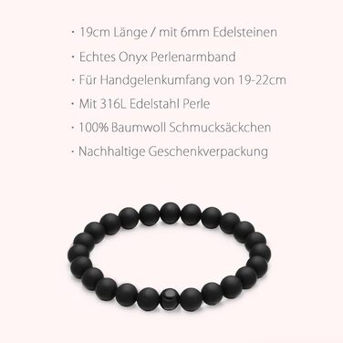 Браслет чоловічий day.berlin Premium з натурального оніксу та перлів, 19 см