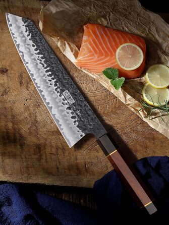 Японський ніж Kiritsuke HOSHANHO 23 см, професійний кухонний ніж з 9 шарів вуглецевої сталі, ніж шеф-кухаря з подарунковою коробкою