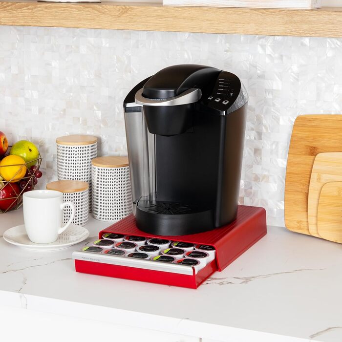 Органайзер для кавових капсул Mind Reader на 30 капсул K-Cup, 35 капсул CBTL, Verismo (Червоний, однотонний, для зберігання)