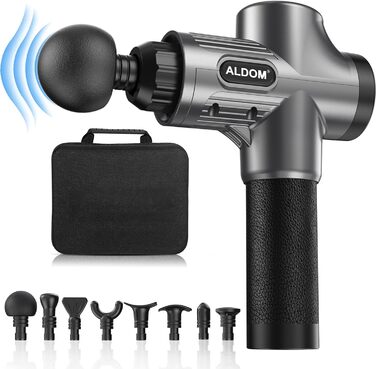ALDOM Electric Massage Gun - Muscle Therapy Device with 30 Speed Settings & 8 Attachments - Percussion Massager for Men & Women