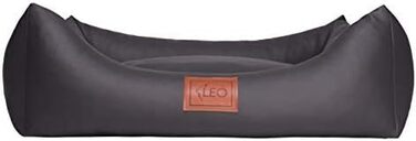 Софа для собак Leo4dog Natalie: штучна шкіра, подушка, 4 розміри (100x80 см, графіт)