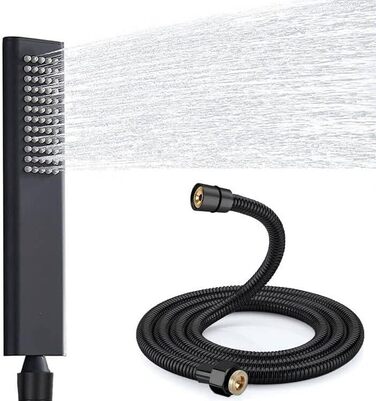 Delnet Classic High-Pressure Shower Head, Chrome, Traditional Telephone Style, Handheld Shower and 1.5m Hose (Modern, Black)