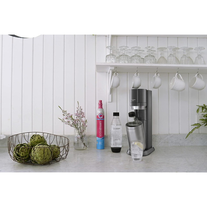 SodaStream DUO комплект: карбонізатор для води з циліндром CO2, 2 скляні пляшки 1л та 1 пластикова 1л (Titan)