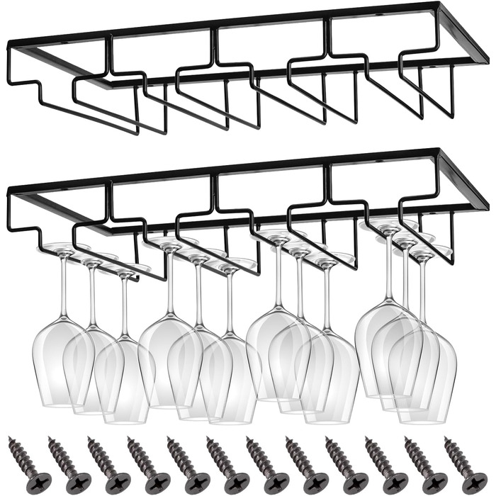 Підставка для келихів CIRULLI (2 шт.) - металева, на 4 келихи, для кухні, бару, ресторану, чорна