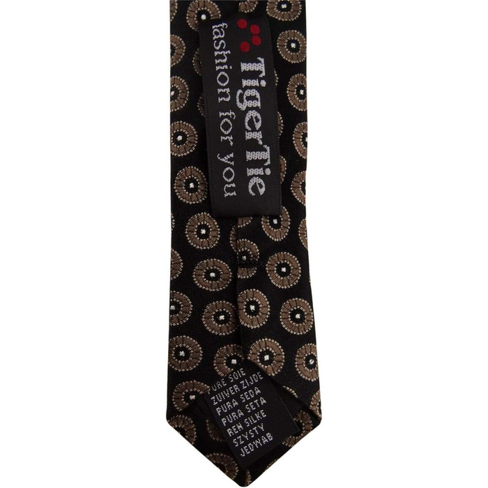 Краватка чоловіча TigerTie вузька шовкова в крапку (темно-коричневий, срібний)