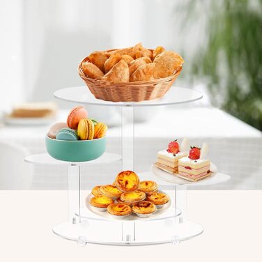 Підставка для капкейків Fhmidic на 6 ярусів, акрилова етажерка, 6-ярусна підставка для десертів та випічки, тортниця, підставка для маффінів для вечірок, днів народжень, тематичних вечірок, дитячих свят (квіткова)