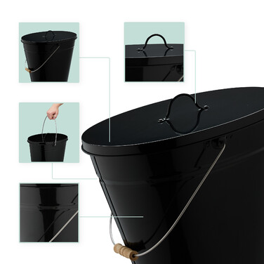 Relaxdays Ash Bucket with Lid, 12 Liters