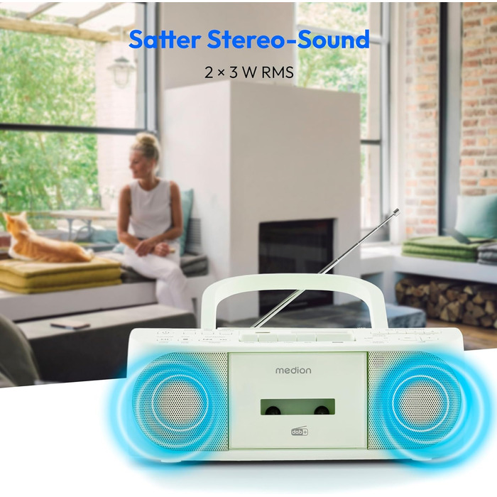 MEDION DRX-1 Plus Boombox: радіо DAB+, Bluetooth, CD-плеєр, MP3, касетний магнітофон, AUX, зелений