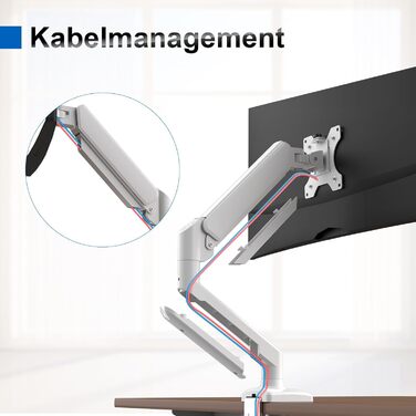 Кріплення для монітора GRIFEMA, 13-32 дюйми, регульоване, поворотне, до 9 кг, VESA 75x75/100x100, білий