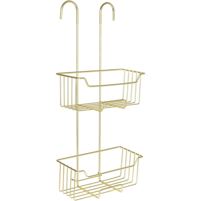WENKO Thermostat Shower Caddy Model Milo, 2 Tiers, Shower Shelf for Hanging on the Faucet, Stainless Steel (Rustproof) Shelf, 25 x 55 x 14 cm, Gold