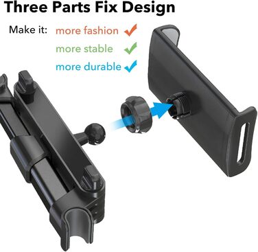 Тримач для планшета в авто, регульований, для iPad/iPhone/Samsung Galaxy/Kindle Fire/Nintendo Switch, 4.4-11 дюймів, Чорний/Червоний