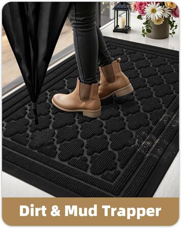 Килимок для дому та вулиці Color G, 43.5 x 75 см, чорний, неслизький, миється, для входу, балкону, тераси