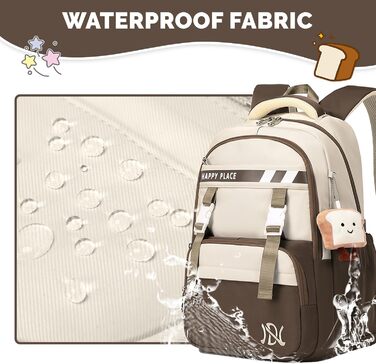 Шкільний рюкзак IvyH для дівчаток, водонепроникний, для 5-9 класів, з нейлону, велика місткість, зелений (хакі)