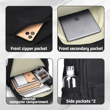 Шкільний рюкзак для дівчаток та хлопців підлітків, рюкзак для жінок та чоловіків, рюкзак для ноутбука 15,6 дюймів, повсякденний туристичний рюкзак, водонепроникний рюкзак, рюкзак для коледжу (#2 Чорний-a)