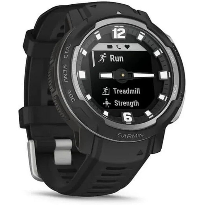 Garmin Instinct Crossover - Розумний гібридний годинник з GPS, аналоговим вимірюванням часу, 40+ спортивних функцій, сповіщеннями та Garmin Pay (Чорний/Срібний)