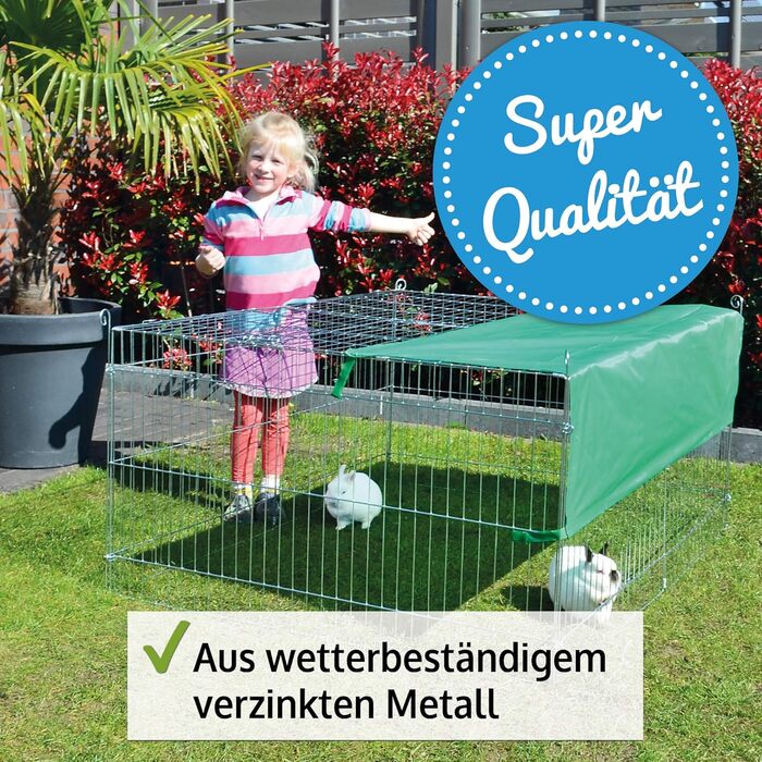 Вольєр для дрібних тварин Zooprinz Weatherproof з міцним дахом та сонцезахистом - ідеальний для вашого улюбленця на вулиці. Міцний металевий каркас, компактно складається, 3 розміри (M).