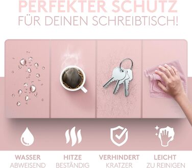 Килимок на стіл HAMZAM з екошкіри 90x40 см - преміум якість, з інтегрованим ковриком для миші (Рожевий)