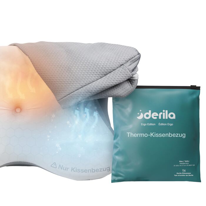 Подушка Derila Ergo Kopf Memory Foam для сну на боці, спині та животі (1 шт) з термотканиною 54x36x12 см