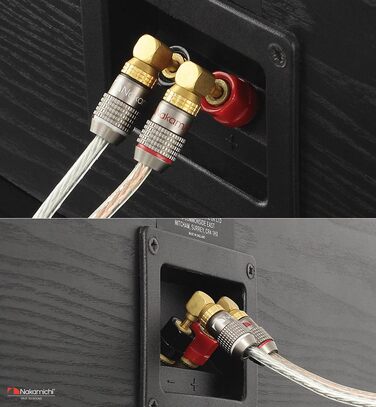 Бананові конектори Nakamichi FanLock Excel-Serie, позолочені правокутні роз'єми для акустичних кабелів Hi-Fi та домашнього кінотеатру, 10-18 AWG, 4 мм, 4 шт (2 пари)