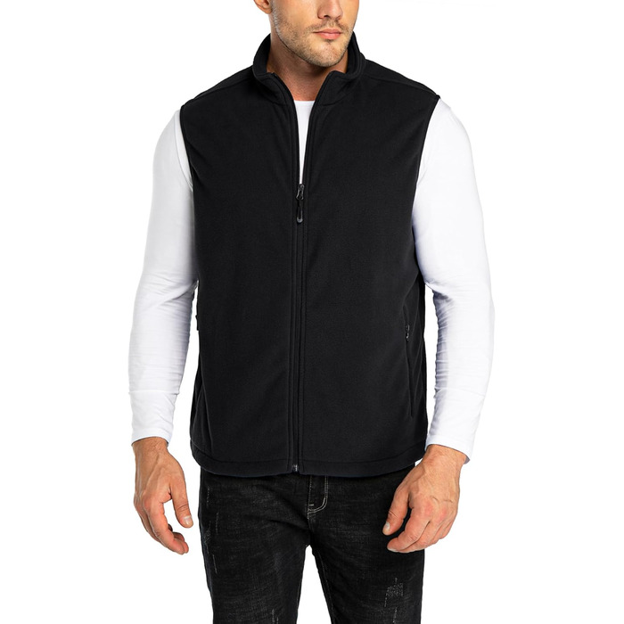 Чоловіча флісова жилетка 33000ft - ультралегка, без рукавів, з кишенями та блискавкою, чорна