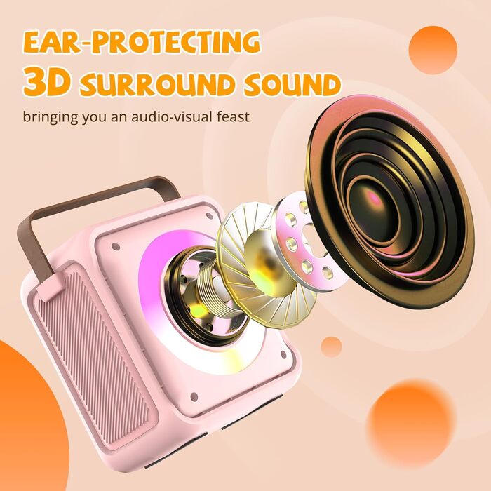 Караоке іграшка Ankuka для дітей та дорослих з 2 мікрофонами, портативна караоке-машина з LED-підсвічуванням та ефектами зміни голосу, подарунок для дітей 3-18 років, хлопчиків та дівчаток