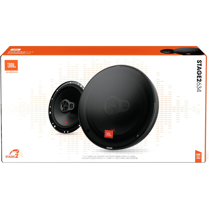 Автомобільна акустика JBL Stage2 634, 3-смугові динаміки Harman Kardon, 250 Вт, 16,5 см (6,5''), комплект 2 шт.