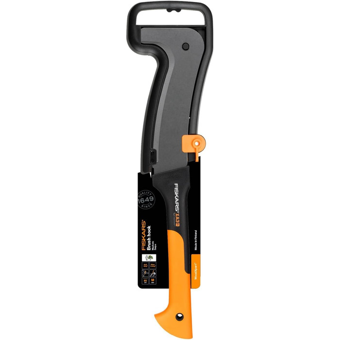 Fiskars Machete, Length: 50.5 cm, Non-stick coated, Hardened steel blade/Fiberglass reinforced plastic handle, Includes sheath, Black/Orange, WoodXpert, XA3, 1003609