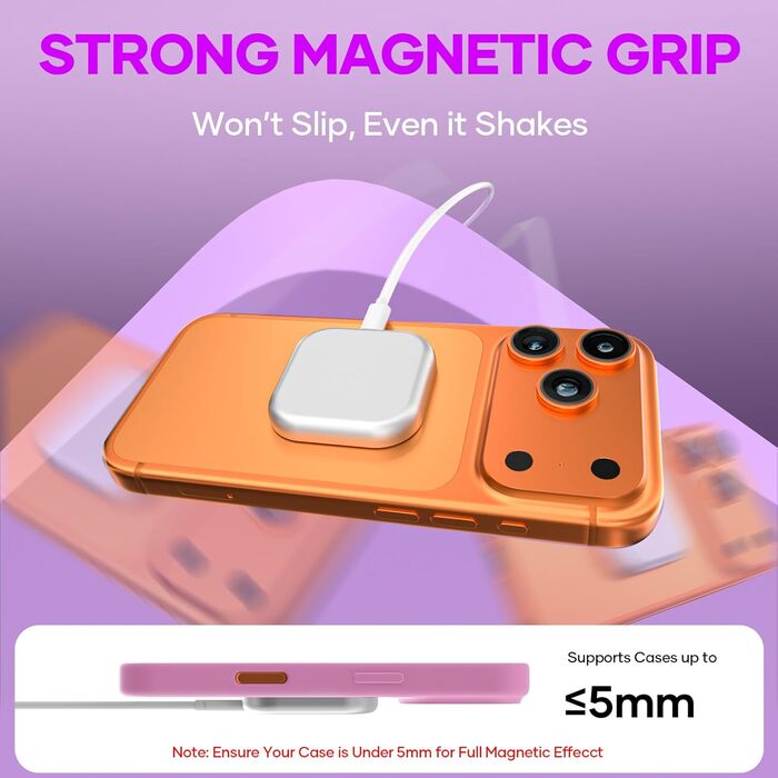 Магнітний зарядний пристрій MagSafe для iPhone: бездротова зарядка, сумісна з iPhone 17, 16, 15, 14, 13, 12, Air-Pods 4, 3, 2, Pro (білий)