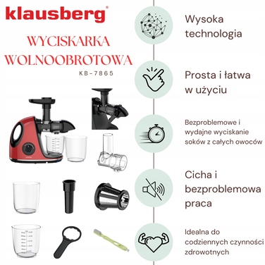 Горизонтальна шнекова соковижималка Klausberg KB 7865, 150 Вт