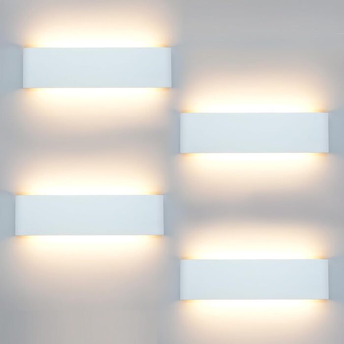 LED-стінні світильники KICAAO 12W (2 шт.) - сучасні настінні лампи з алюмінію для дому, нейтральне світло, up-down, для сходищ, коридору, вітальні, спальні