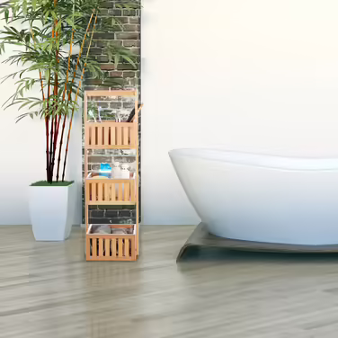 Relaxdays Bamboo Bath Shelf with 3 Shelves