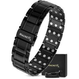 Браслет-магнітотерапія MagnetRX® Titan для чоловіків з трійною силою – титановий магнітний браслет – регульований браслет для чоловіків – магнітний браслет для чоловіків з високоякісною застібкою (чорний)
