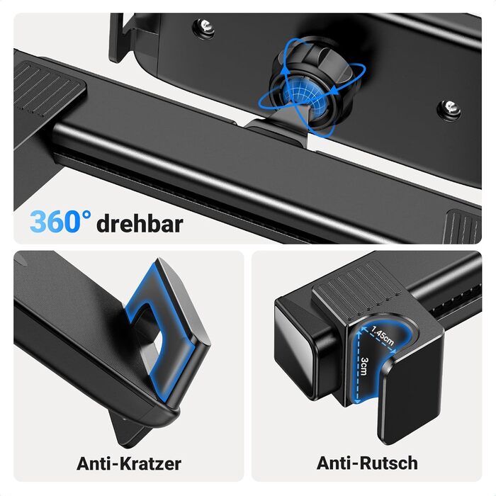 Утримувач для планшета UGREEN в авто, 360° обертання, регульований, універсальний, сумісний з 4.7-12.9 дюймів