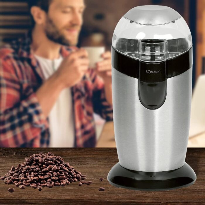 Електрична кавомолка Bomann KSW 445 CB inox Silber | З нержавіючої сталі, 120 Вт, 40 г, аромашлуз