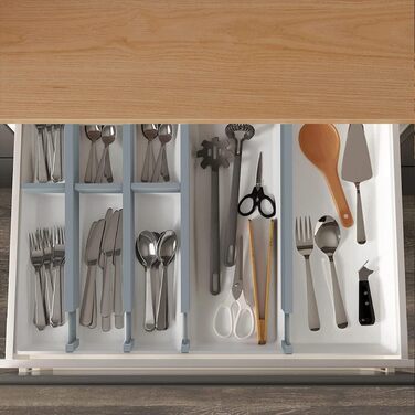ANTOWIN 10 Pcs Adjustable Bamboo Drawer Dividers, Drawer Organizer, Spring-loaded, Kitchen, Dresser, Bathroom, Bedroom, Baby Drawer, Desk Organization System (43-56 cm) Natural