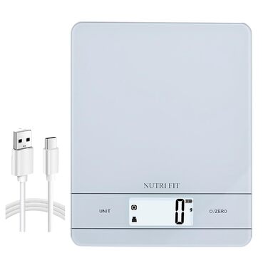 Електронна кухонна вага NUTRI FIT з підзарядкою, USB-C, LCD-дисплеєм, 5 кг, для випічки та приготування їжі, чорна (EK9380HR-weiss)