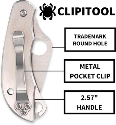 Ніж складаний Spyderco ClipiTool з ножицями, нержавіюча сталь, металевий корпус